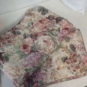 Croscill Home Pair King Pillow Shams  Floral Tapestry Rose Quilted Corded Trim